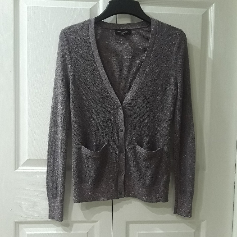 Banana Republic V Neck Purple Cardigan, sz XS
